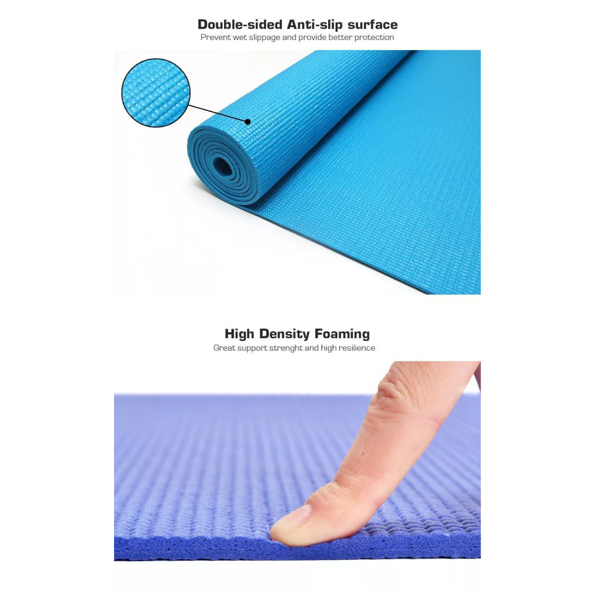 Performance Yoga Mat with Carrying Straps for Pilates and Floor Exercises
