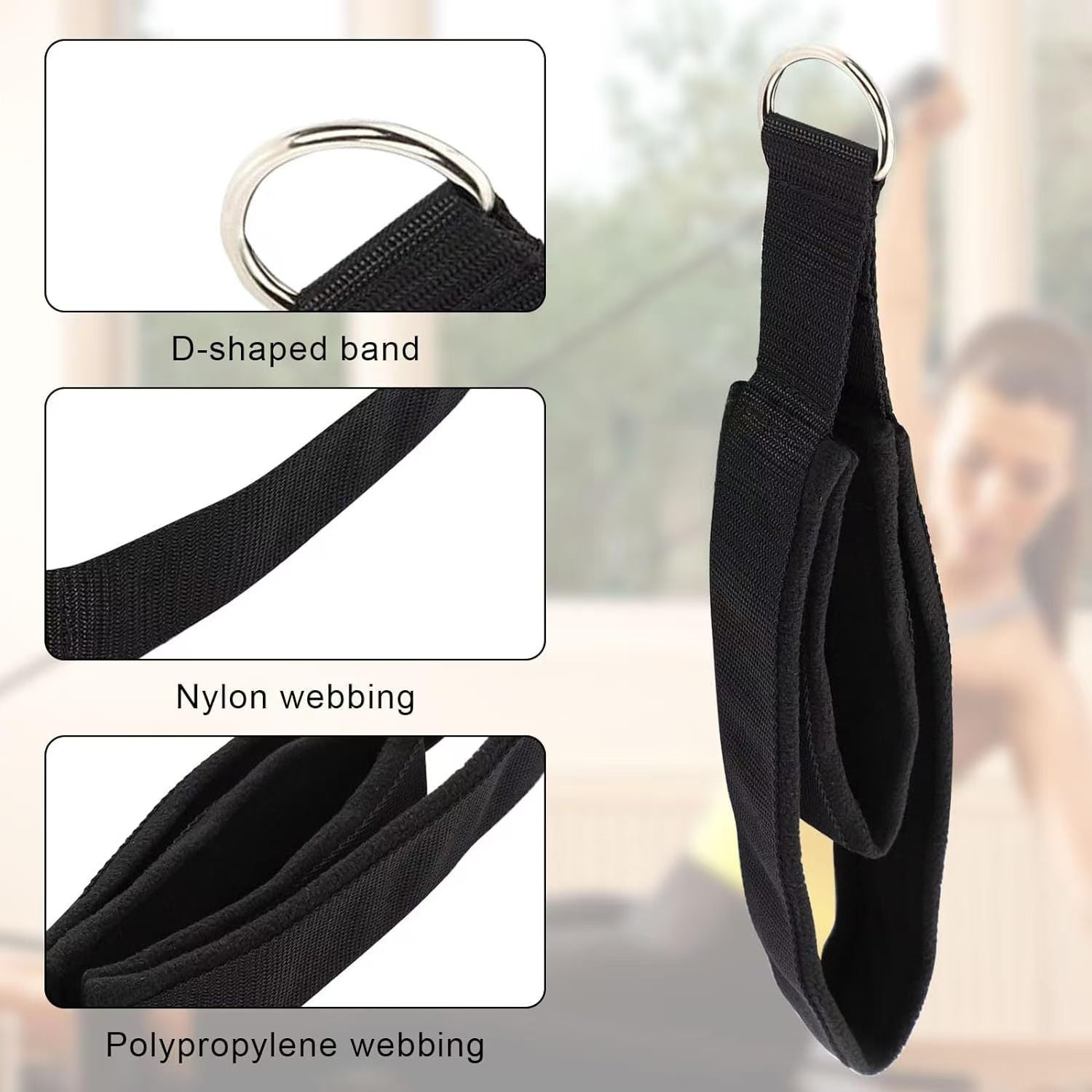 Double Ring Yoga Pilates Strap for Ankle Wrist and Shoulder Support