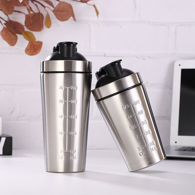 304 Stainless Steel Protein Shaker Bottle with Lid and Mixing Ball