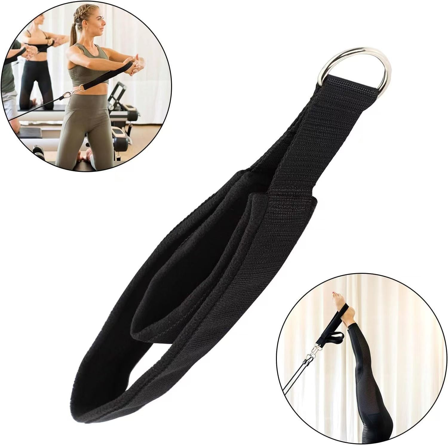 Double Ring Yoga Pilates Strap for Ankle Wrist and Shoulder Support