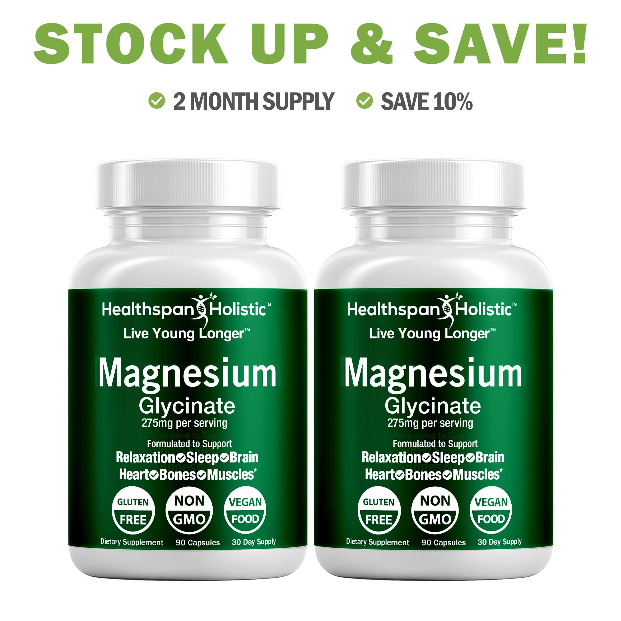 Magnesium Glycinate Supplement 90 Capsules