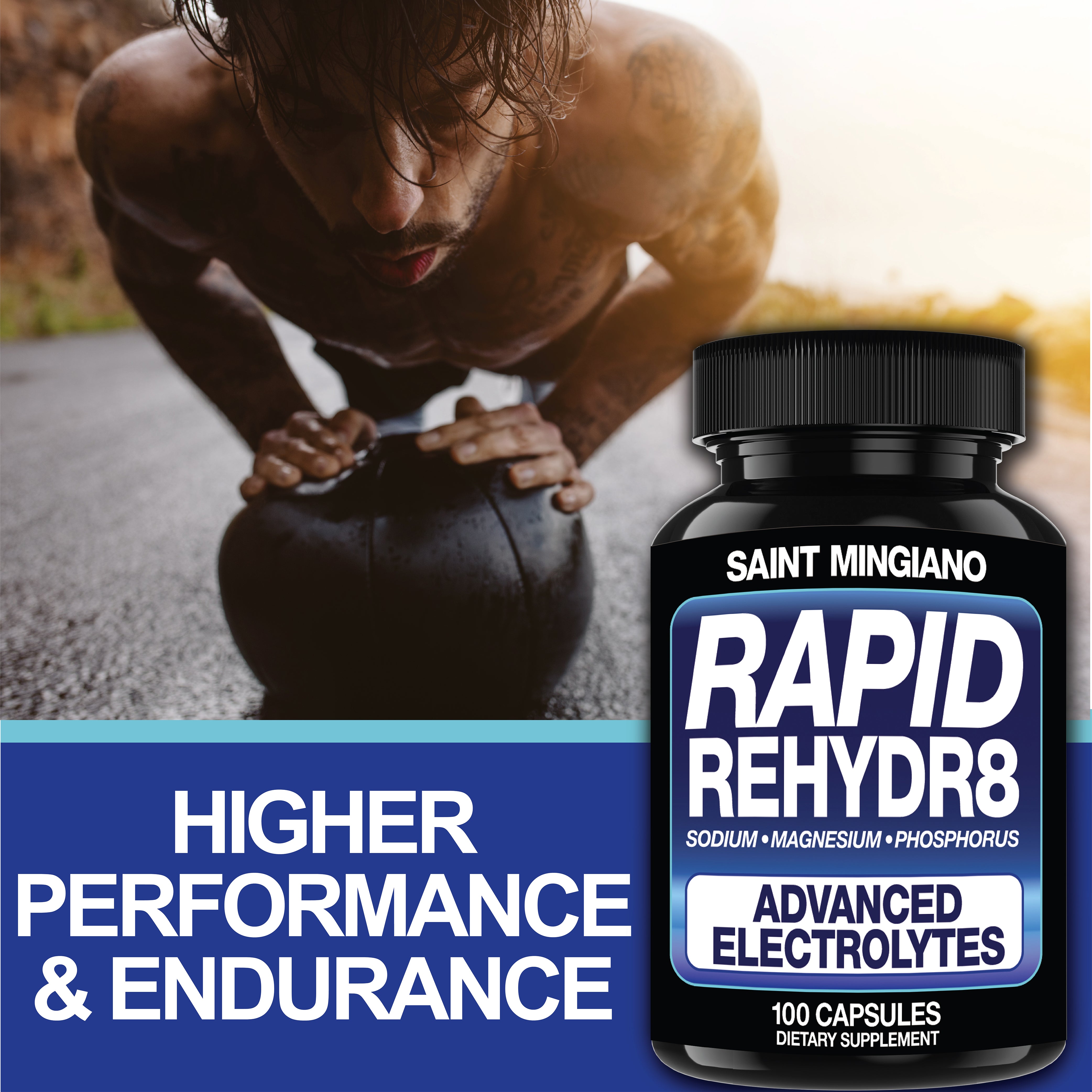 Rapid Rehydr8 Electrolyte Capsules for Hydration Recovery and Muscle Endurance Support