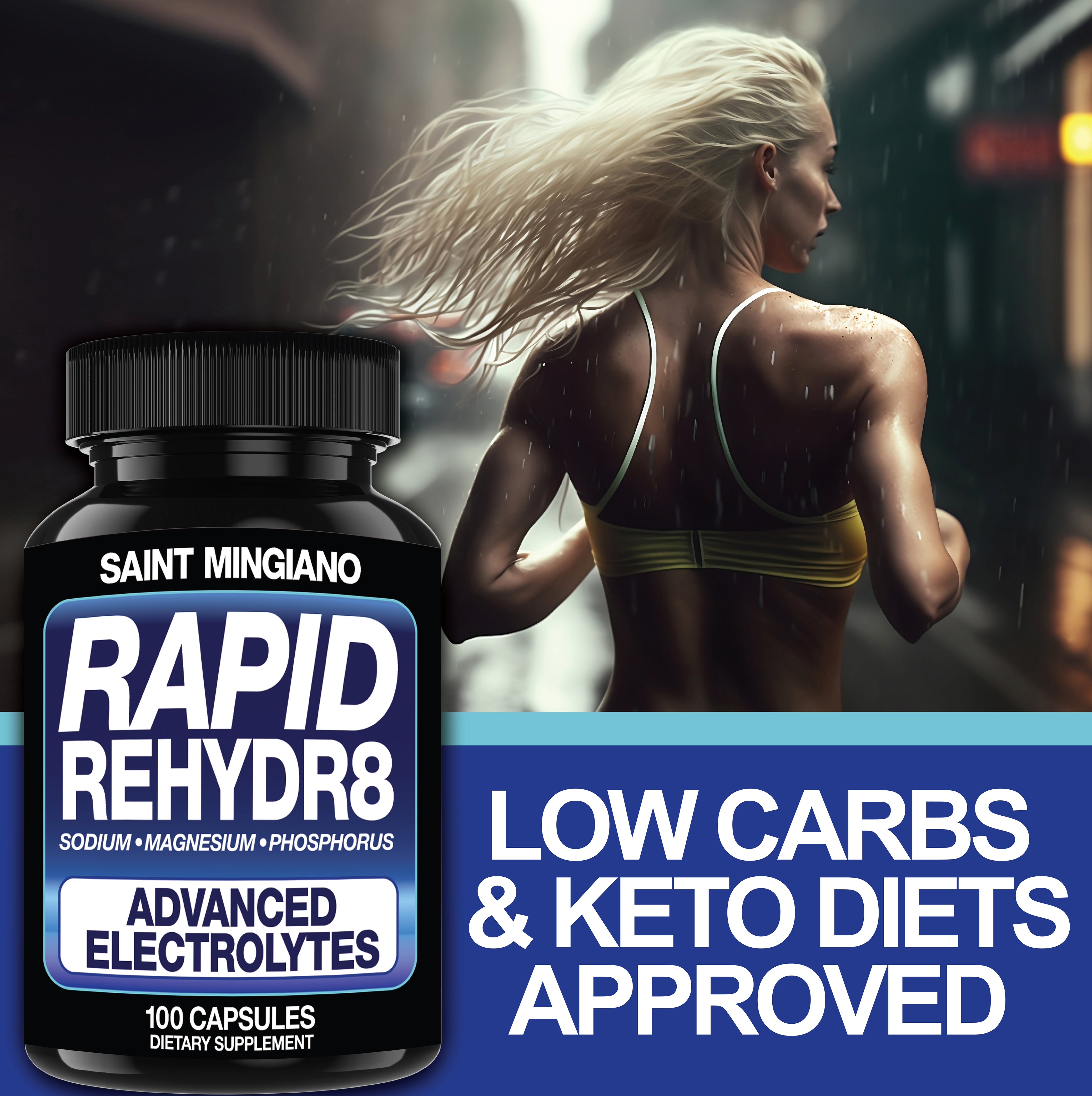 Rapid Rehydr8 Electrolyte Capsules for Hydration Recovery and Muscle Endurance Support